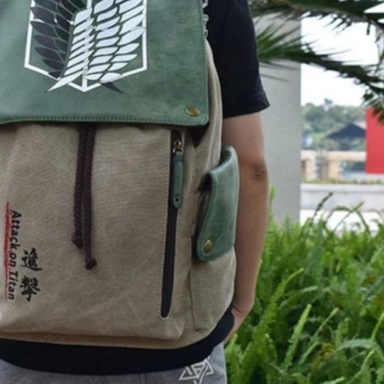 ✳ Ransel Anime Attack On Titan Anime Tas Eren Ransel Kanvas Kartun Tas Sekolah Tas Bahu Travel Ranse