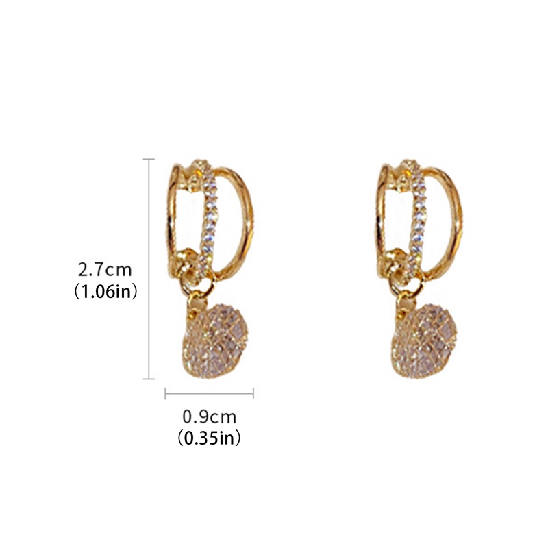 Anting Drop Zircon Bentuk Bulat Warna Emas Gaya Klasik Untuk Wanita