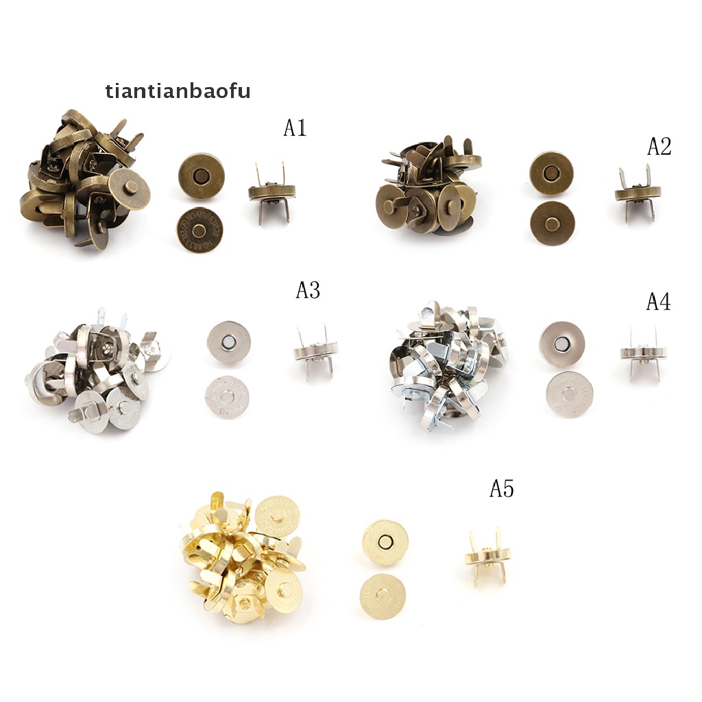 [tiantianbaofu] New 10 Sets/lot 14mm Bag Purse Clasps Sewing Buttons Magnetic Metal Snaps Fasteners Boutique