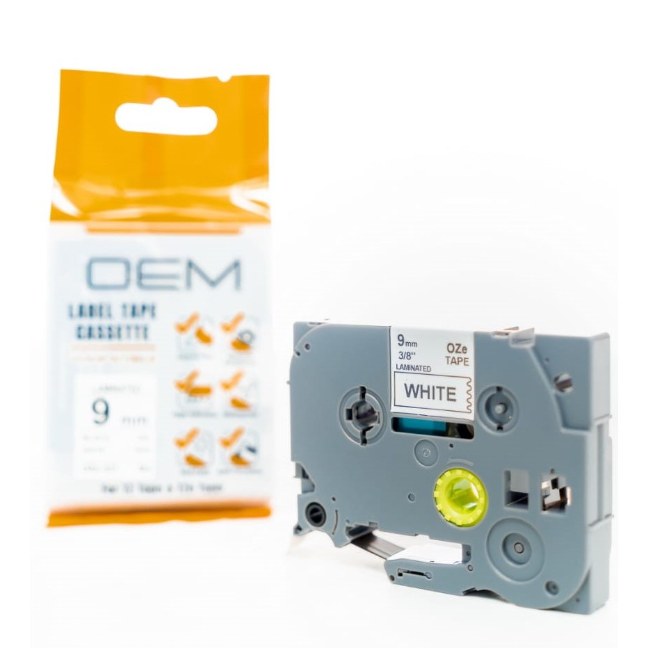 OZe-221 OEM LABEL TAPE BROTHER 9mm Black On White