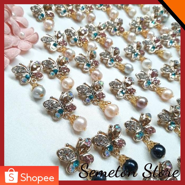 Tuspin jilbab hijab bunga mutiara asli air tawar lombok aksesoris fashion wanita cewek RM348