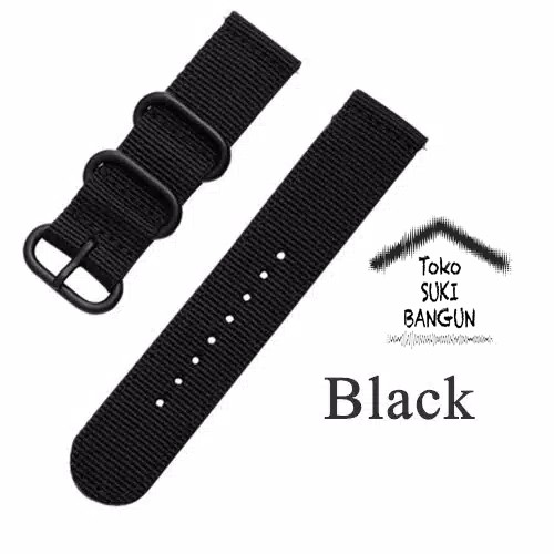 TALI JAM 20mm Quick Release Nylon Woven BLACK Ring Watch Band Strap