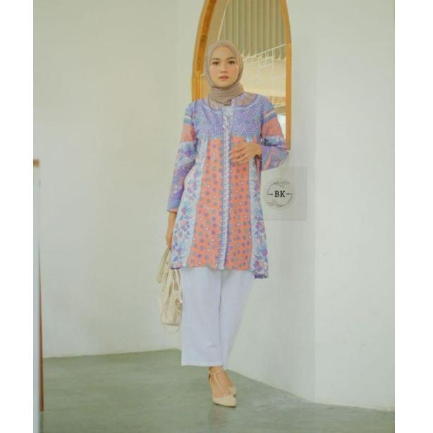 {Hk31au22ᴴ} Atasan Batik Wanita Tunik Batik Soft Modern Size M L XL