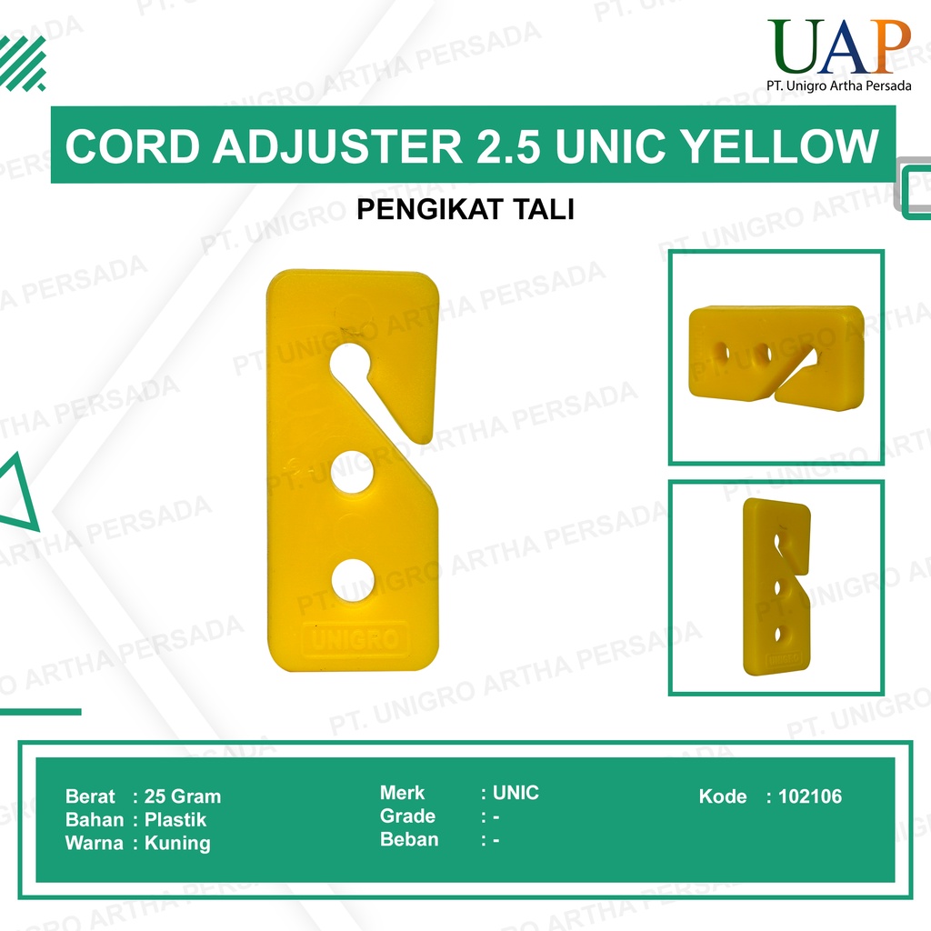 Cord Adjuster Pengikat Tali Nylon Cord 2.5 cm Kuning