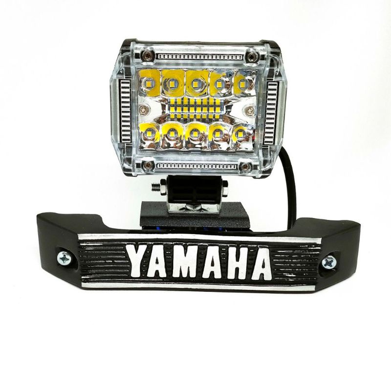 (PAKET)Lampu Depan LED 6,18,24 mata Red + Blue Plus Breket Kumis Motor Yamaha RX - KING RX-Z & RX + Special-18 3senja+kumis slve