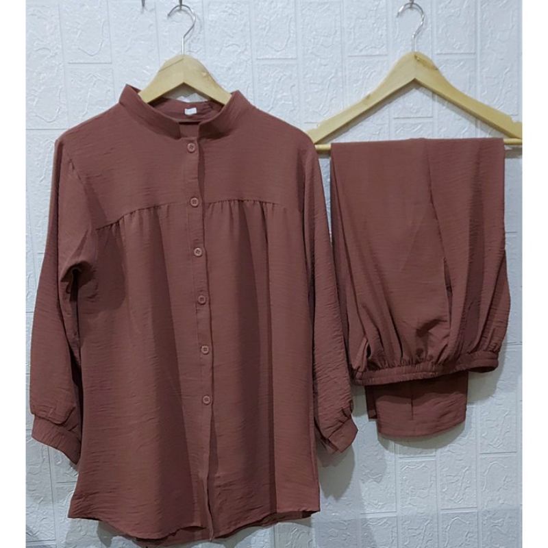 Stelan Wanita Busui Frendly By Adeeva | One Set Crinkle Premium