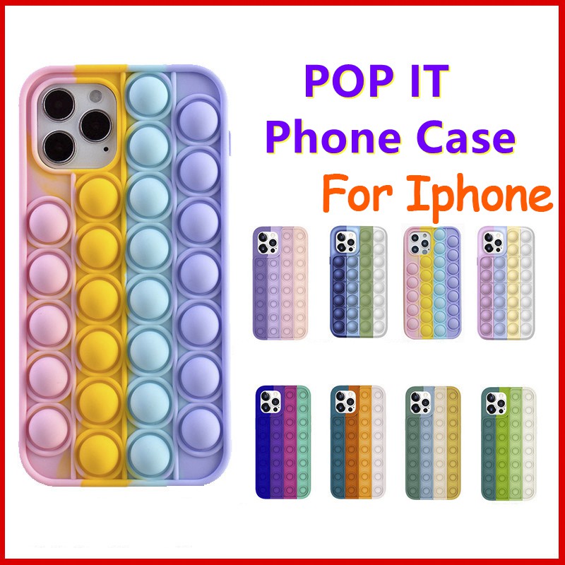 Casing HP Iphone Pop It Rainbow Kekinian Soft Case Silicone Model Popit Iphone 6 7 8 6 plus 7 plus 8 plus