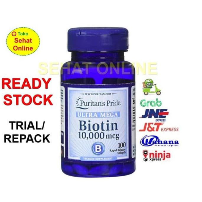 Neww Puritan Biotin 10000 Mcg - 100 Softgels Puritan'S Pride Usa Produk Baruu