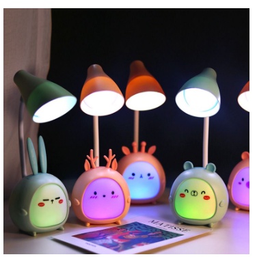 Lampu Meja Baca Belajar Aesthetic Mini Double LED Senter Desk Portable lamp