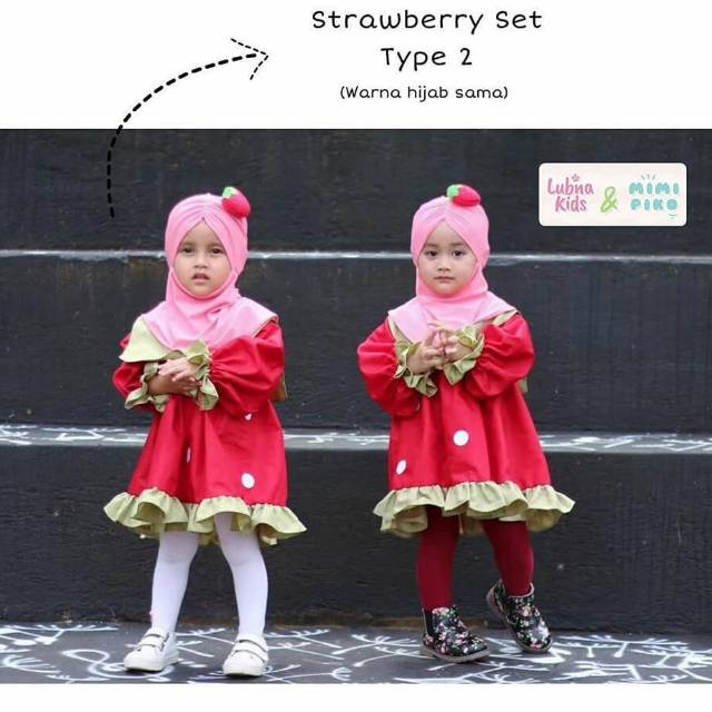 Fruichy set Mimi Piko dan Lubna Kids Strawbery tipe 2 size m