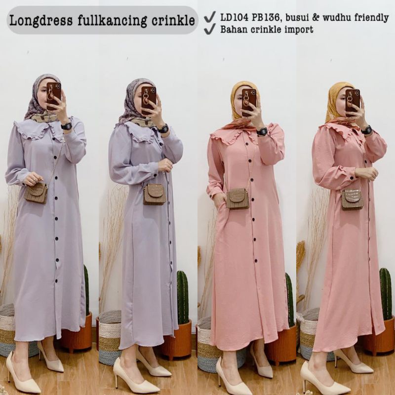 gamis longdress full kancing crinkle