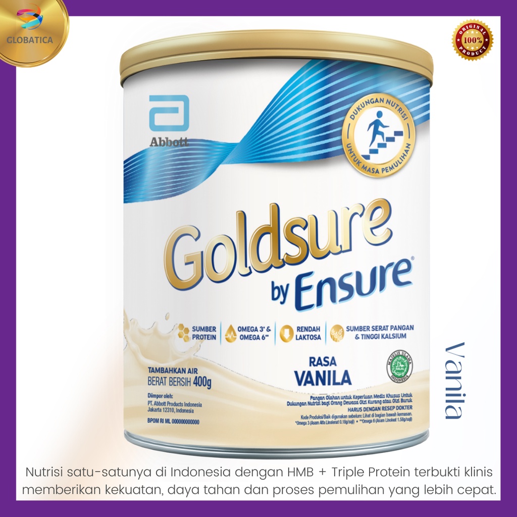 

Goldsure By Ensure Vanila 400 gr Susu Dewasa Jaga Stamina dan Pemulihan -Globatica