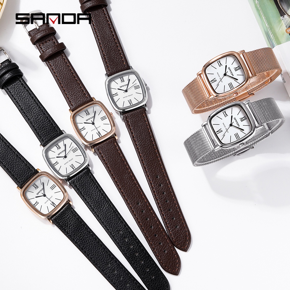 SANDA P1101 Jam Tangan Wanita Analog Classic Tali Kulit Quartz WATCHKITE WKOS