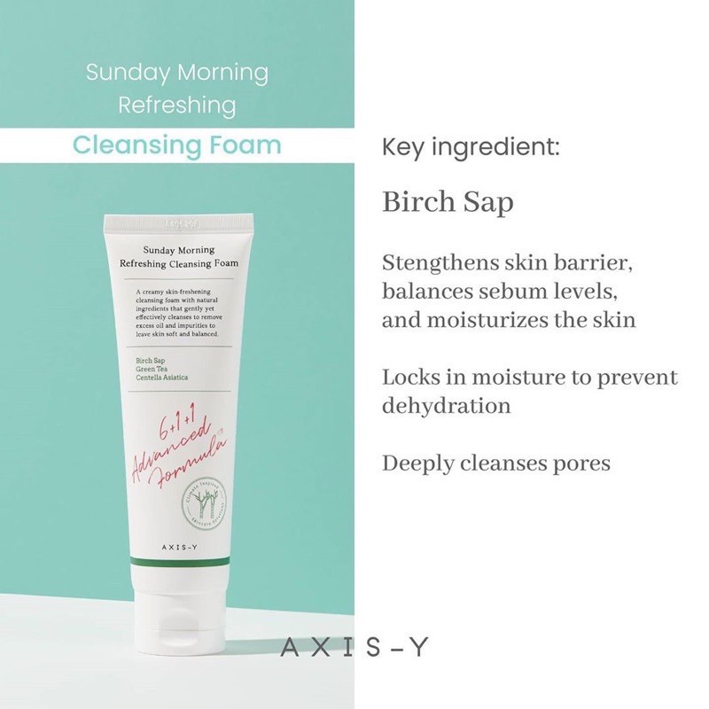 AXIS-Y Sunday Morning Refreshing Cleansing Foam 120 ml / Axis y Face Wash / Axis-y Facial Wash