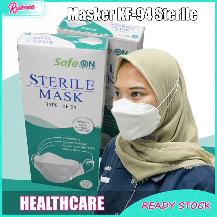 Masker KF94 4ply SAFEON Sterile Mask Convex 10pcs + S-Hook Hijab Produksi SAFELOCK Indonesia