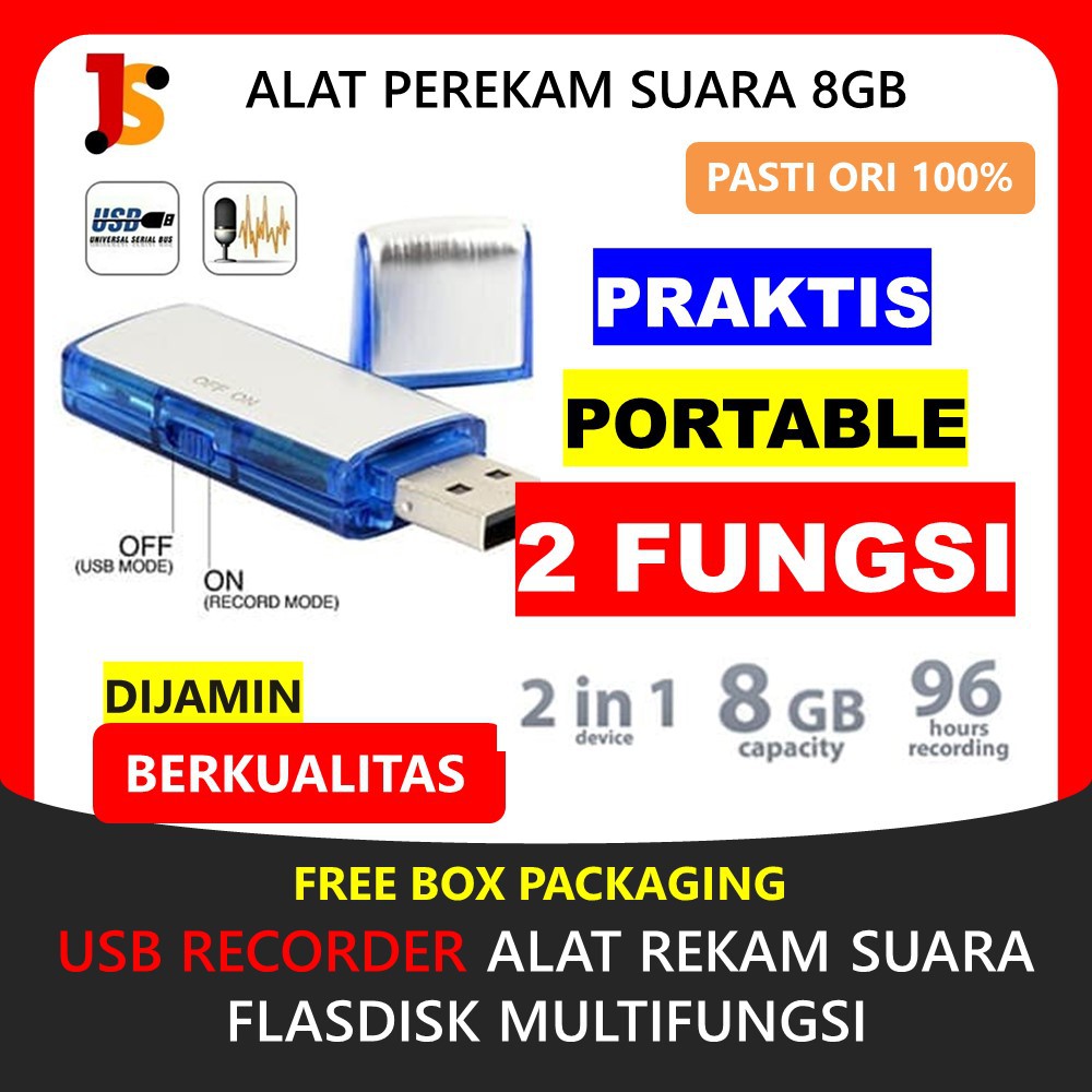 ALAT PEREKAM SUARA VOICE RECORDER FLASDISK FLASDIS FLASHDRIVE USB SOUND SPY RECORDER 8GB JS89