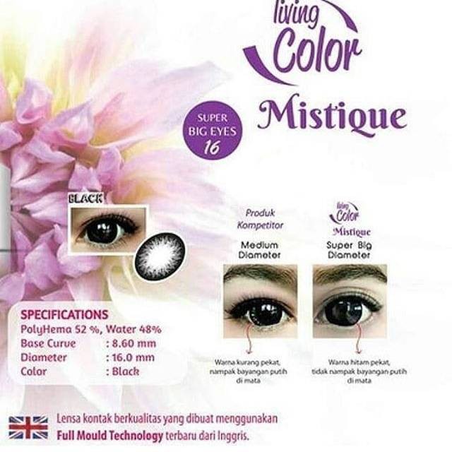 SOFTLENS MINUS LC MISTIQUE GRAY LIVING COLOR BIG EYES 16mm (-6.00 sd -8.00) GRATIS TEMPAT SOFLEN