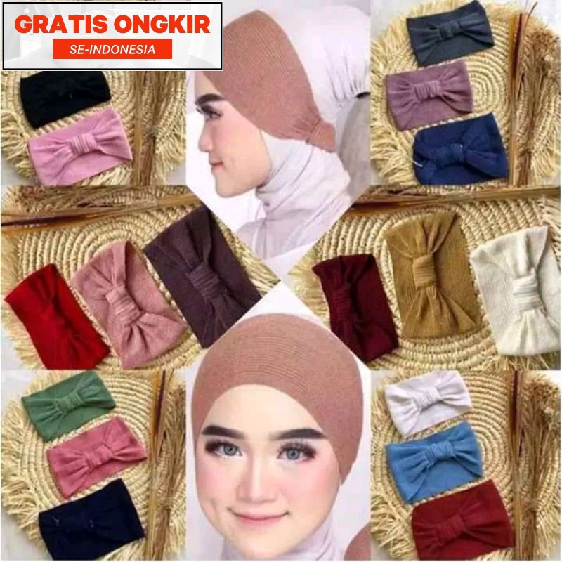 Ciput bando pita rajut Inner hijab Ciput rajut premium Ciput kaos premium Daleman kerudung Dalaman j