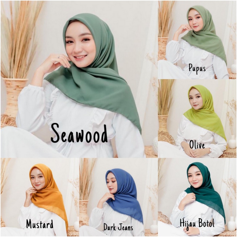 hijab Bella Square kerudung segiempat polos bahan polycotton premium hijab bela square shifon fine Termurah