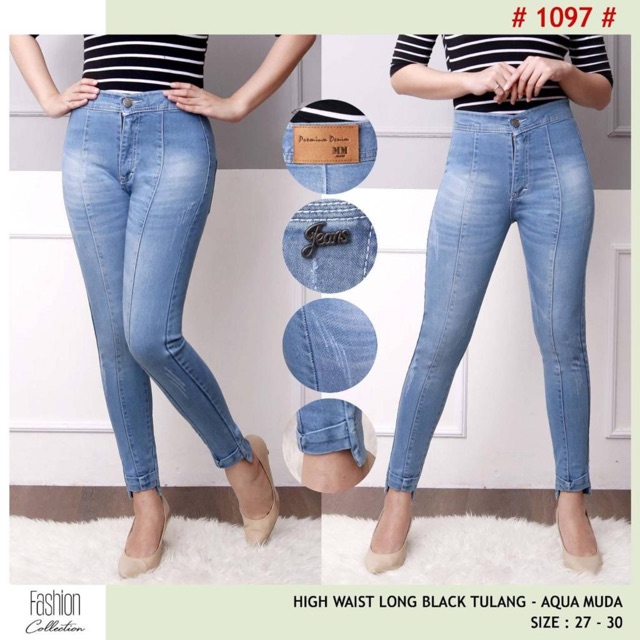 Celana Panjang Jeans Wanita Highwaist Tulang 27 28 29 30