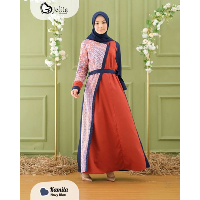 KAMILA DRESS JELGANT GAMIS JELITA MUSLIMAH FASHION MUSLIM