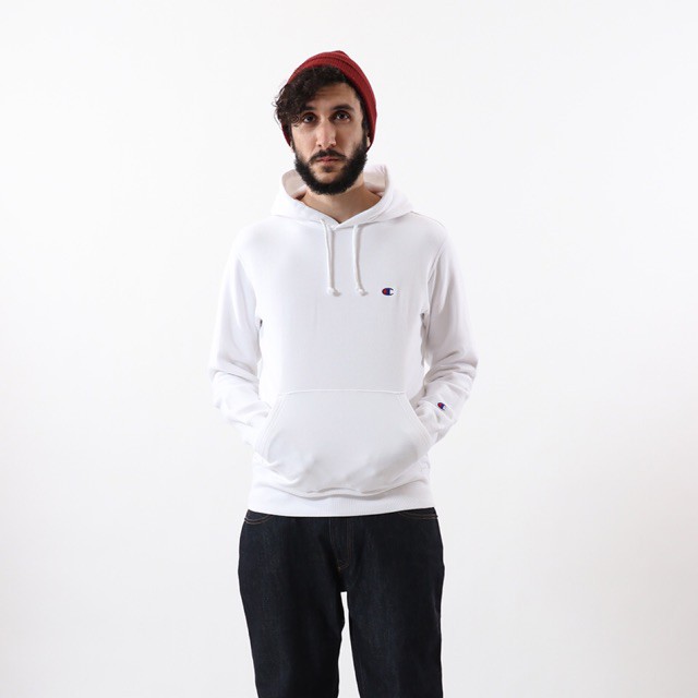 ABIZARF HOODIE CHAMPION BASIC LOGO PUTIH ORIGINAL