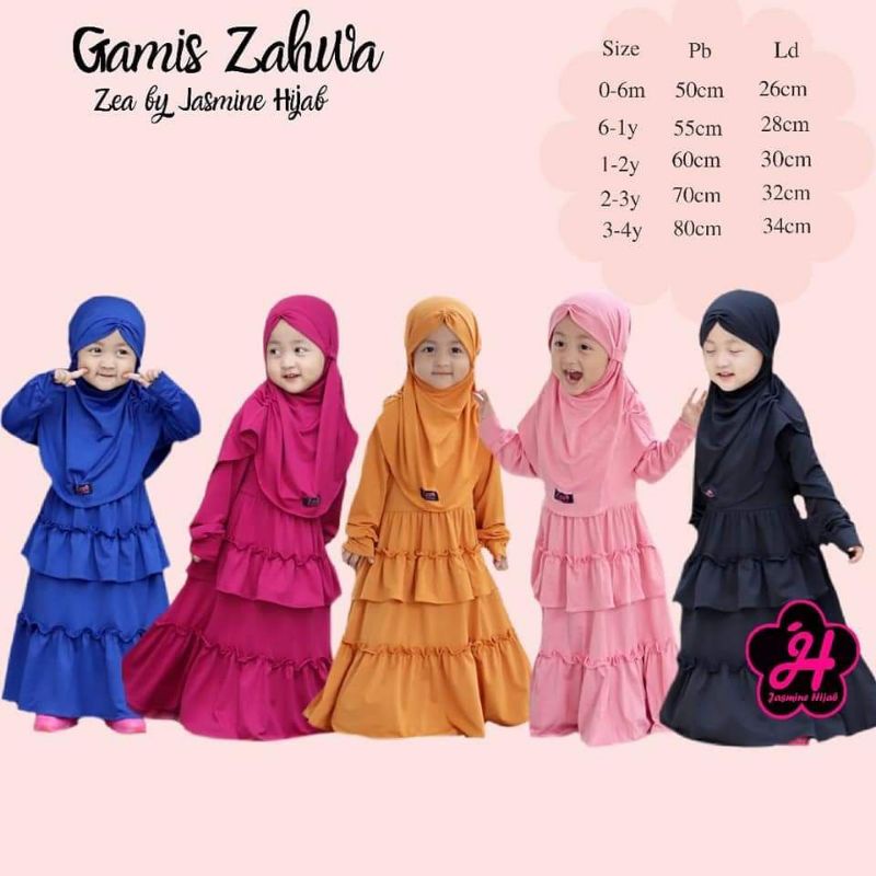 Gamis Anak Set Zea Gamis Zahwa Series 0-4 Tahun