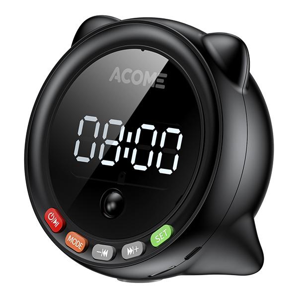 Acome A9 Alarm clock bluetooth Speaker with LED display Black hitam ORIGINAL
