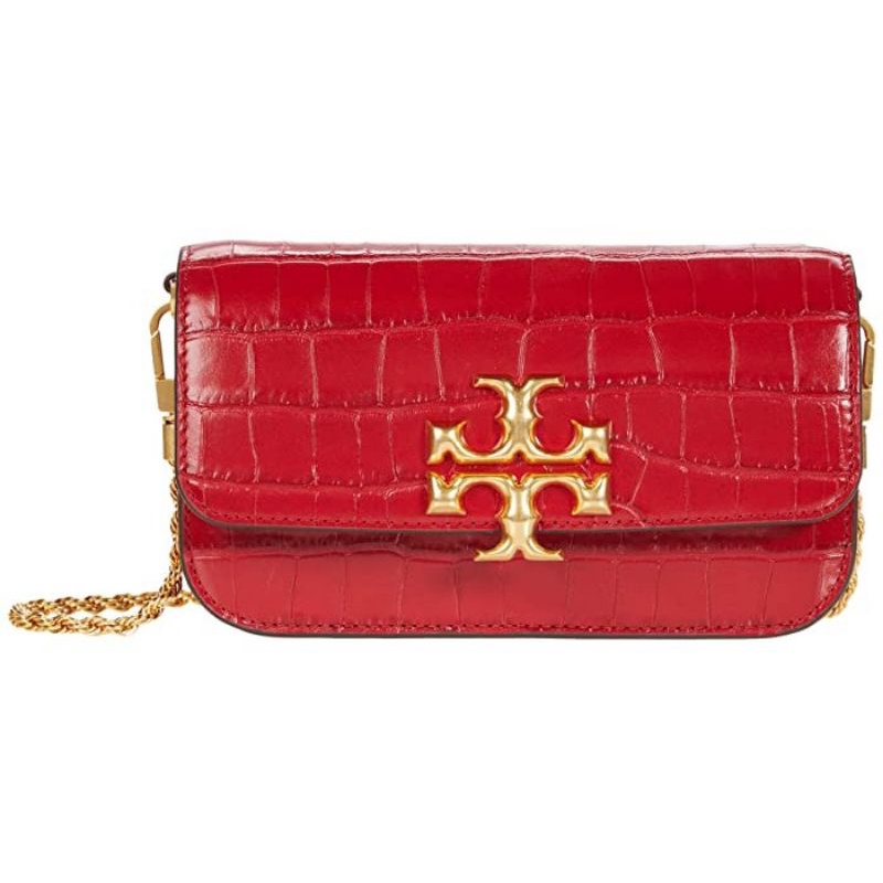 Tory Burch Eleanor Chroco mini Beige Sling Bag - Red