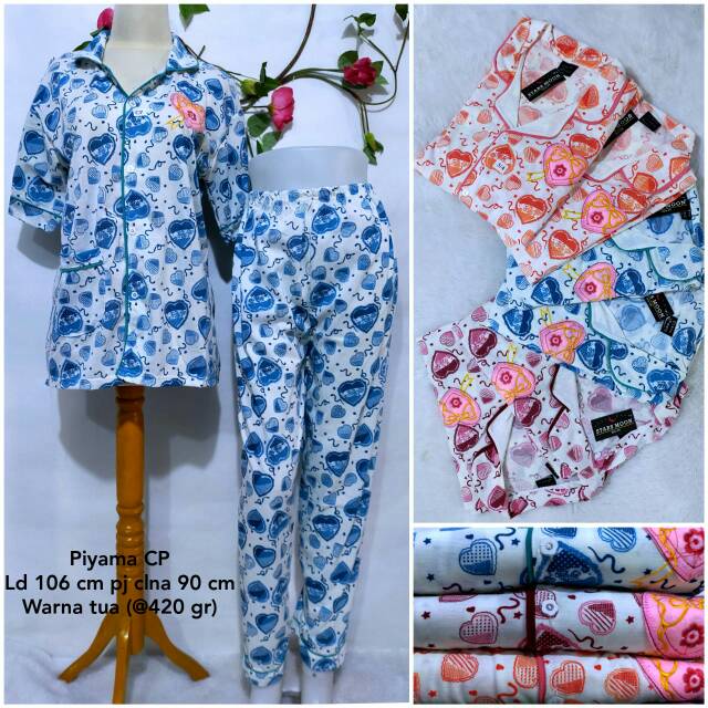 Babydoll piyama lengan pendek celana panjang