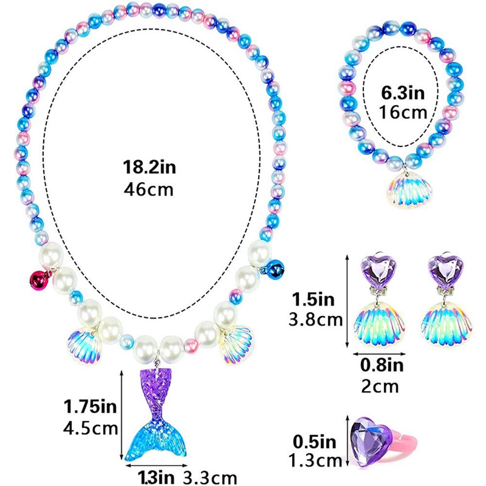 Preva Mermaid Kalung Gelang Aksesoris Fashion Set Perhiasan Untuk Pesta Mermaid Shell Anting