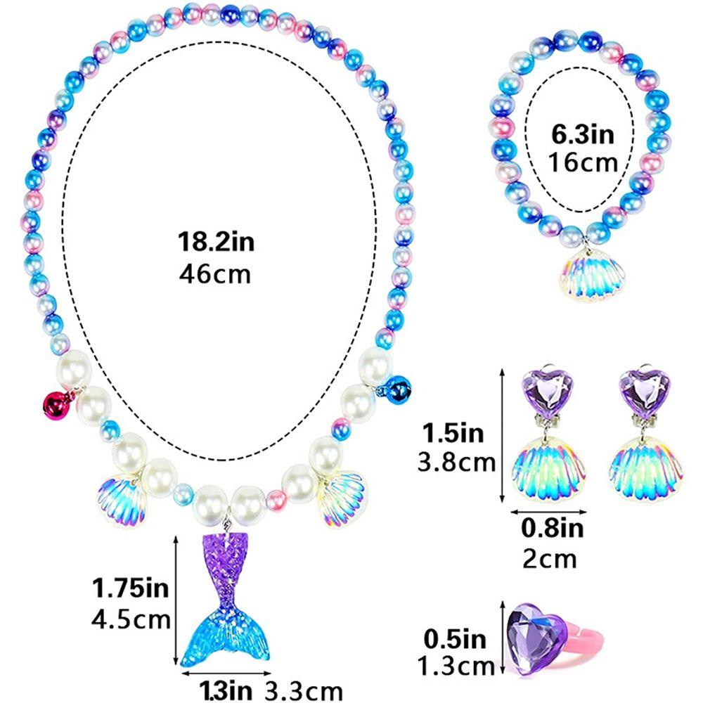 Solighter Mermaid Kalung Gelang Baru Trendi Set Perhiasan Kostum Perlengkapan Perhiasan Anting Kerang