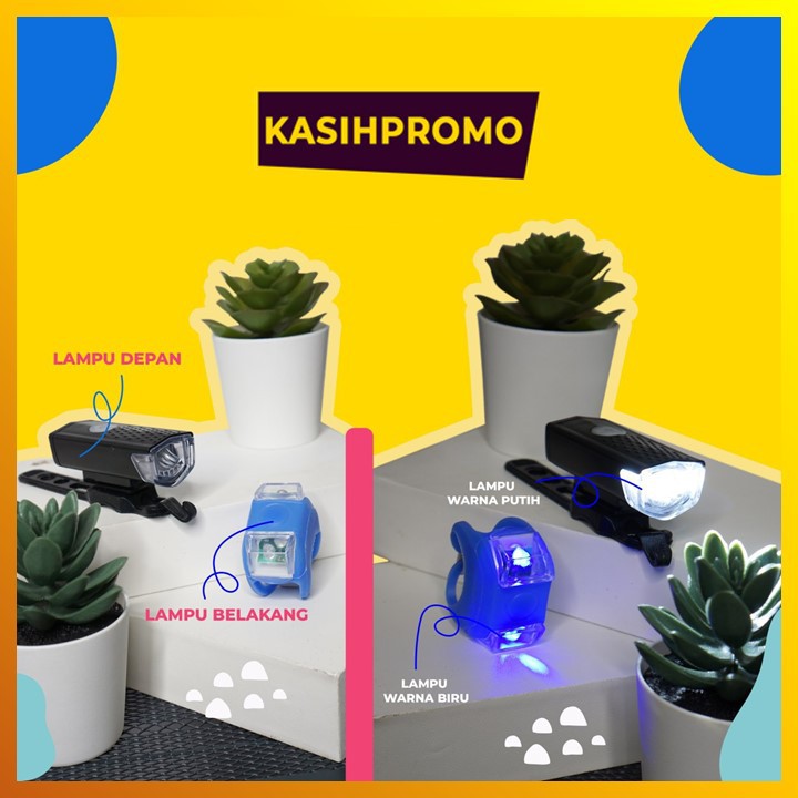 Lampu Sepeda Depan Belakang Cas USB Charger Tahan Air 1 SET Best Seller COD