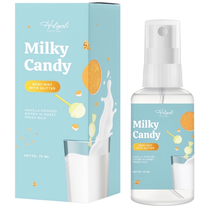 [+1GIFT] READY!! Holigrels body mist parfume VANILLA ECLAIR POPCORN HOLIGREL KALA BODYMIST-Milky candy