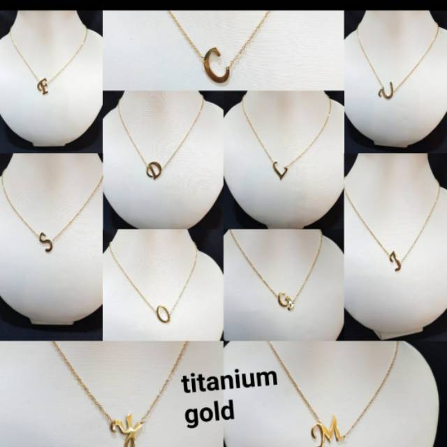 Kalung Titanium asli anti karat kalung Alphabet huruf Stainless steel Premium Quality 02939