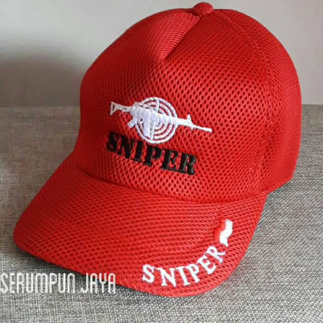 TOPI SNIPER - TOPI SNIPER JARING DOUBLE MESH - TOPI SNIPER MERAH