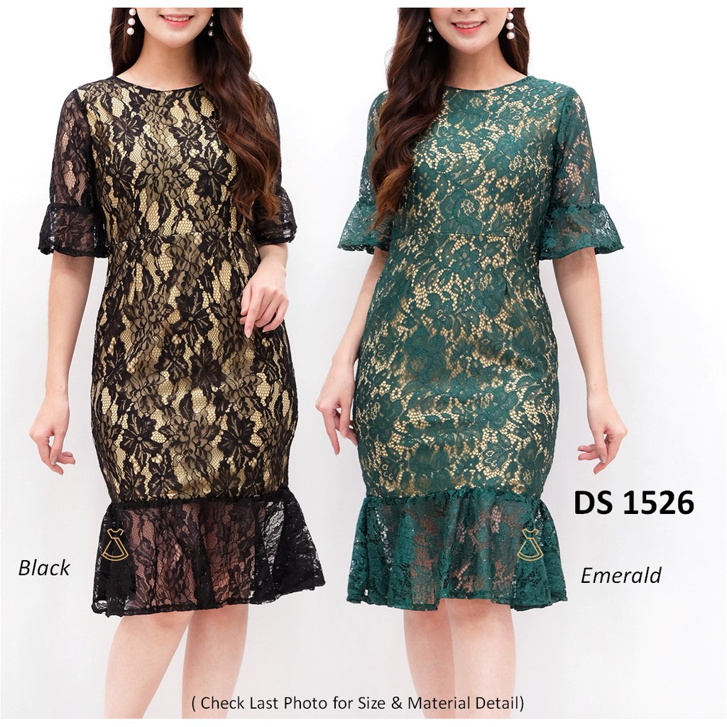 DS1526 - DRESS PESTA LACE DRESS MERMAID MAXI WANITA PARTY DRESS DUYUNG