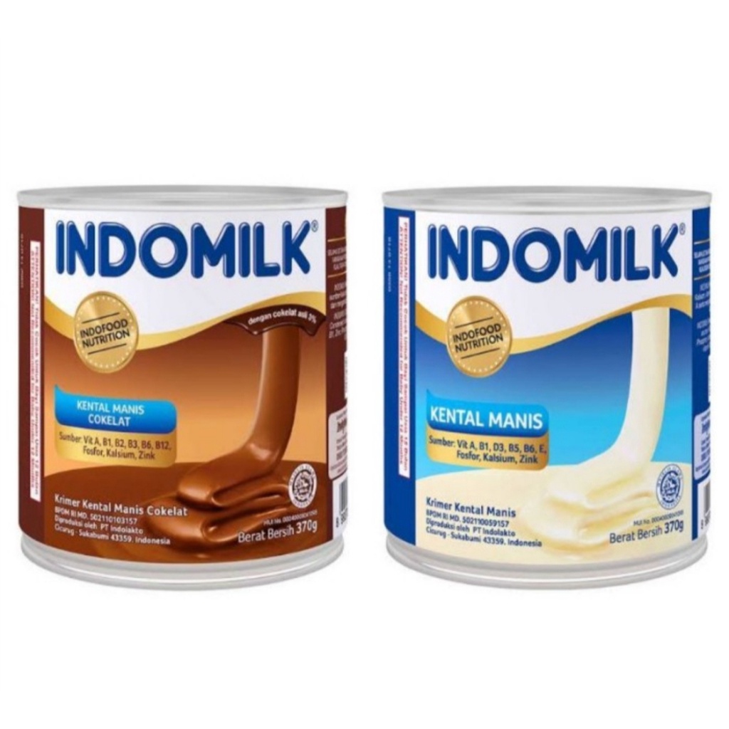 INDOMILK SUSU KENTAL MANIS PUTIH COKLAT SUSU KALENG INDOMILK 370 GRAM