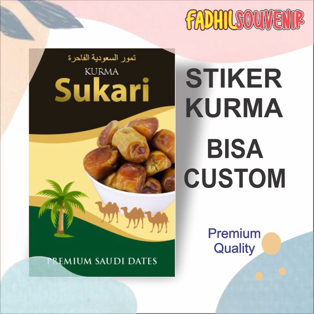 

Stiker Sticker Kurma Sukari Kurma Mesir Kurma Khalas Kurma Ajwa ukuran 9.4 x 6 cm Stiker Fadhilsouvenir