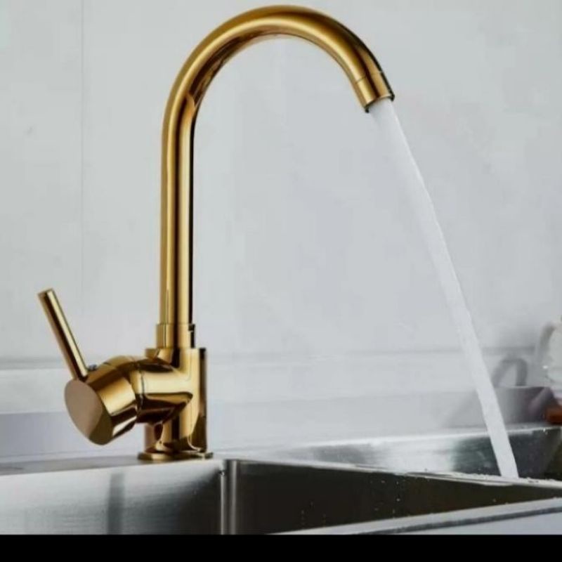 Kran Kitchen Sink Gold Keran Cuci Piring Kuningan Panas Dingin