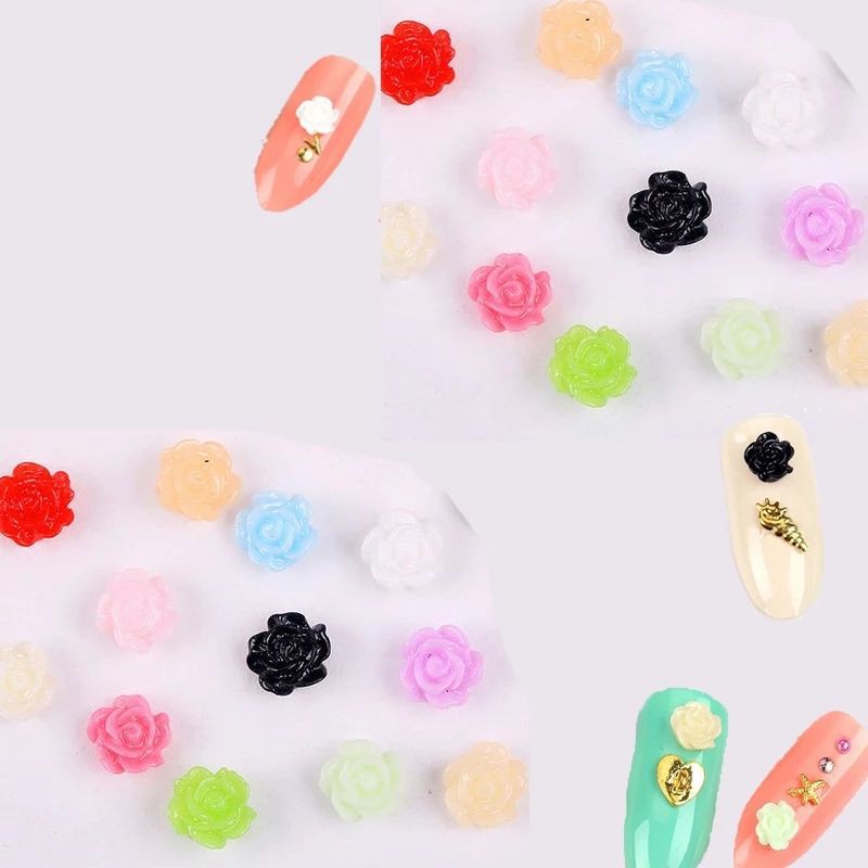 RESIN BUNGA WARNA UKURAN 6mm / Aksesoris Nail Art / Hiasan kuku