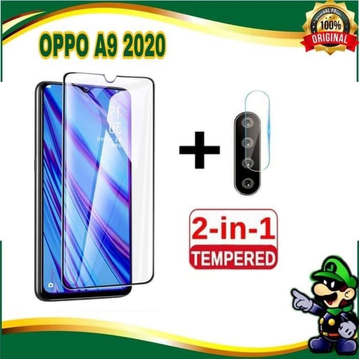 Tempered Glass Full Screen 9D Oppo A9 2020 A5 2020 + Tg Lensa Camera 2in1