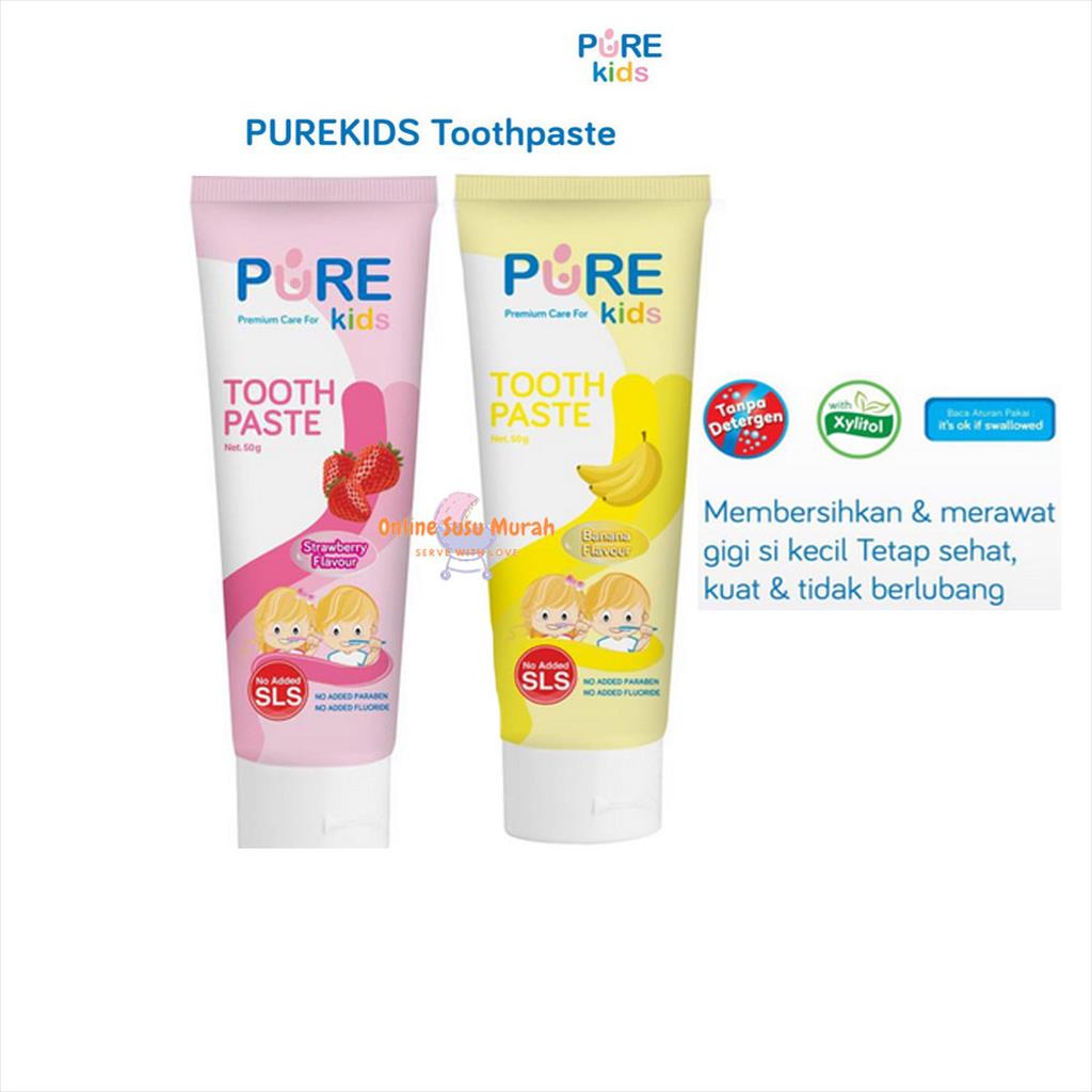 PURE KIDS Toothpaste Banana  Strawberry Flavour 50g