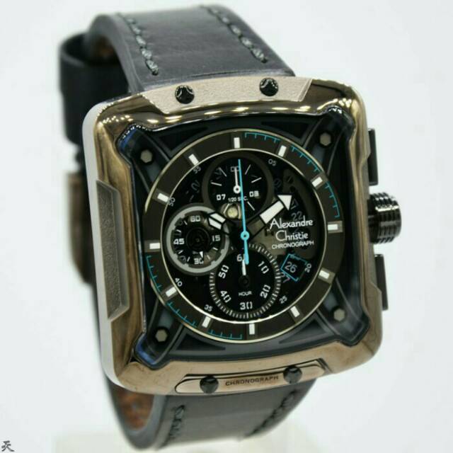 JAM TANGAN PRIA ALEXANDER CHRISTIE AC3030 ORIGINAL LEATHER BLACK LIST ROSEGOLD JARUM BIRU