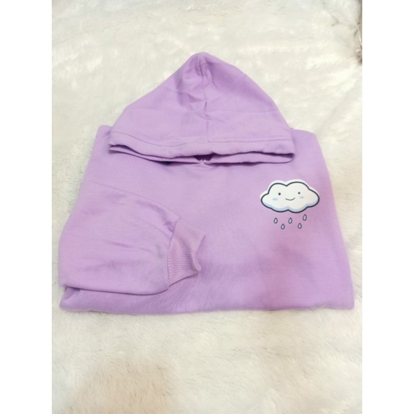 Sweater Hoodie Wanita Kekinian Korea Cloud Rain Sweter bahan fleece tebal-UNGU