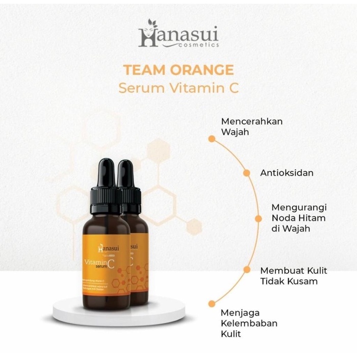 [ORI] Hanasui Serum Orange Vitamin C Mencerahkan Menjaga Kekenyalan Kelenturan Kehalusan Kulit Wajah | BPOM 20ml