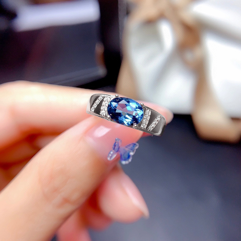 Cincin Pernikahan Berlian Platinum Safir Fashion Pria Wanita 925 Kristal Perak Couple Rings