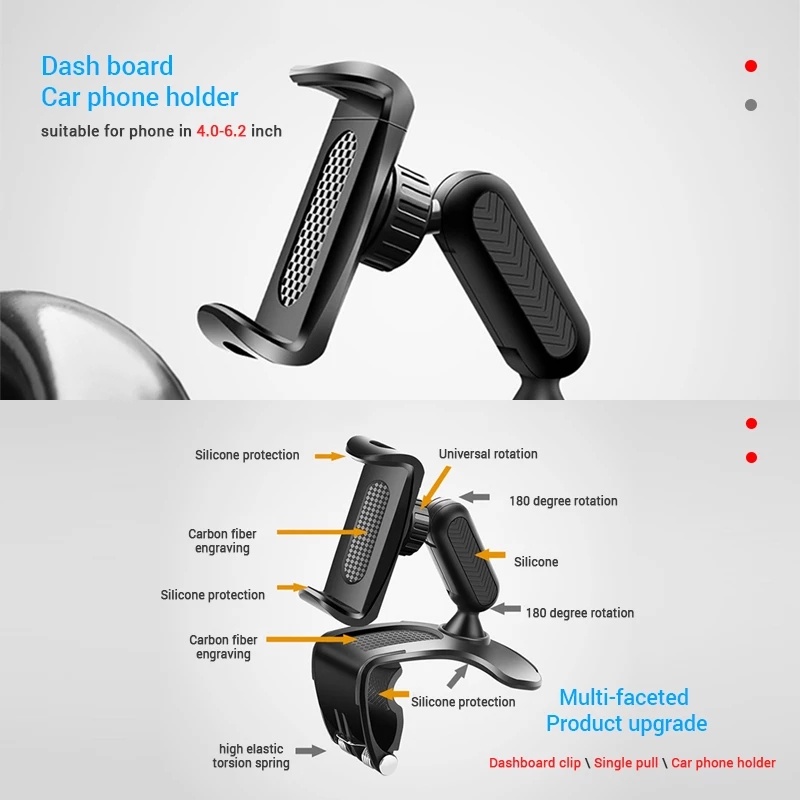 Bracket Holder Handphone Multifungsi Lengan Panjang Rotasi 360 Derajat Dengan Suction Cup Untuk Dashboard Mobil