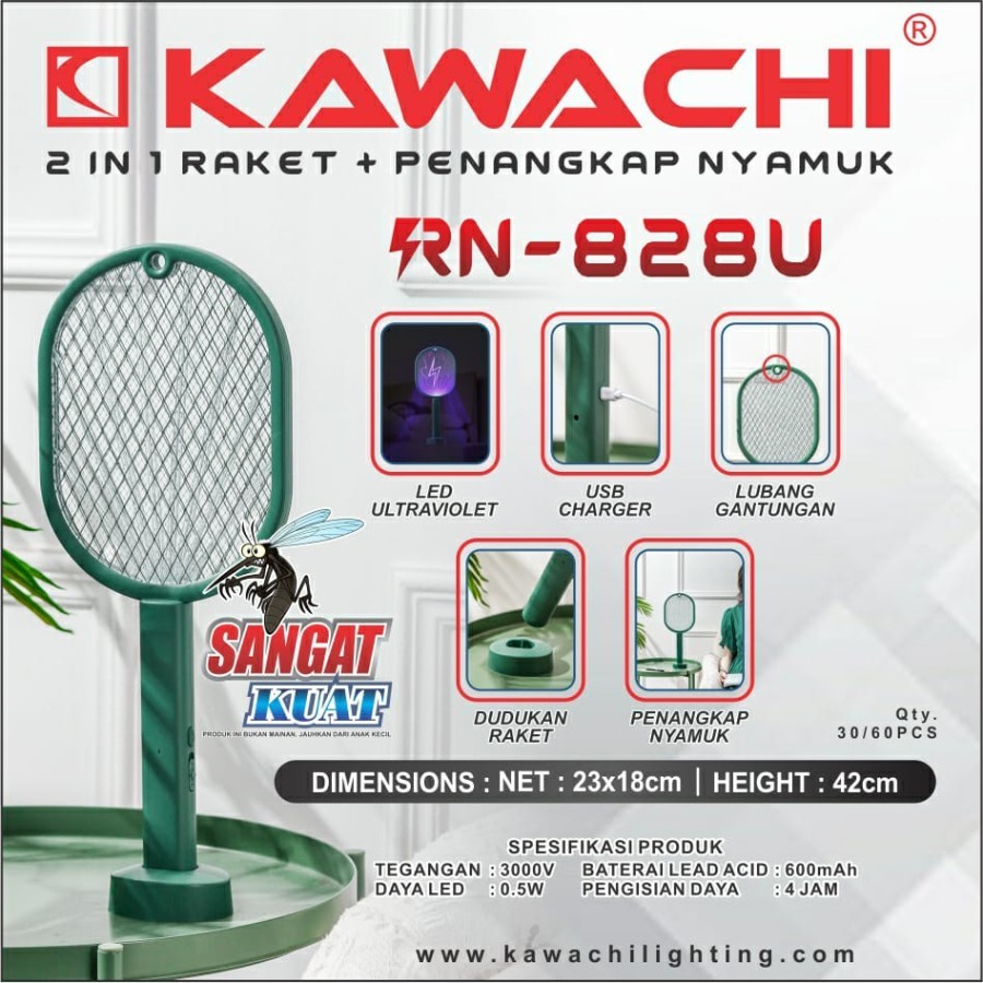 Kawachi Raket Nyamuk 2in1 RN 828U Multifungsi Perangkap Nyamuk Charger