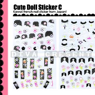 ISI 6 PACK NAIL ART STICKER CUTE DOLL SET A-E